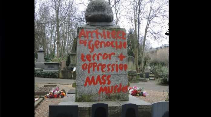 Bolshevic Holocaust, Ideology, Karl Marx, Vandal, England, London, Grave, Highgate Cemetery